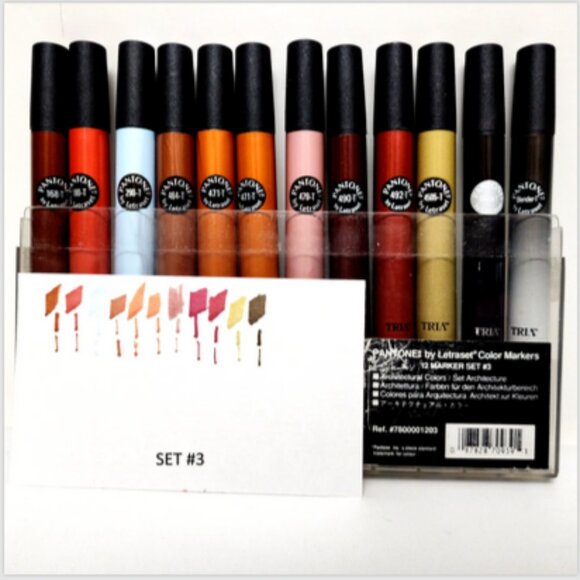 PANATONE TRIA by Letraset Art Color Markers 3 Tip w/Case EXCELLENT Tested D/C - Picture 3 of 10